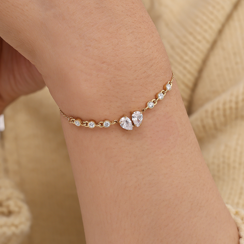 Edelstahl Armkette 16cm Fancy Sparkling Diamond