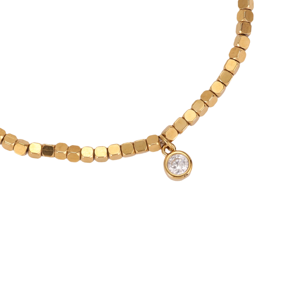 Edelstahl Armband Elastic kleinen quadratischen mit Zirkonia  