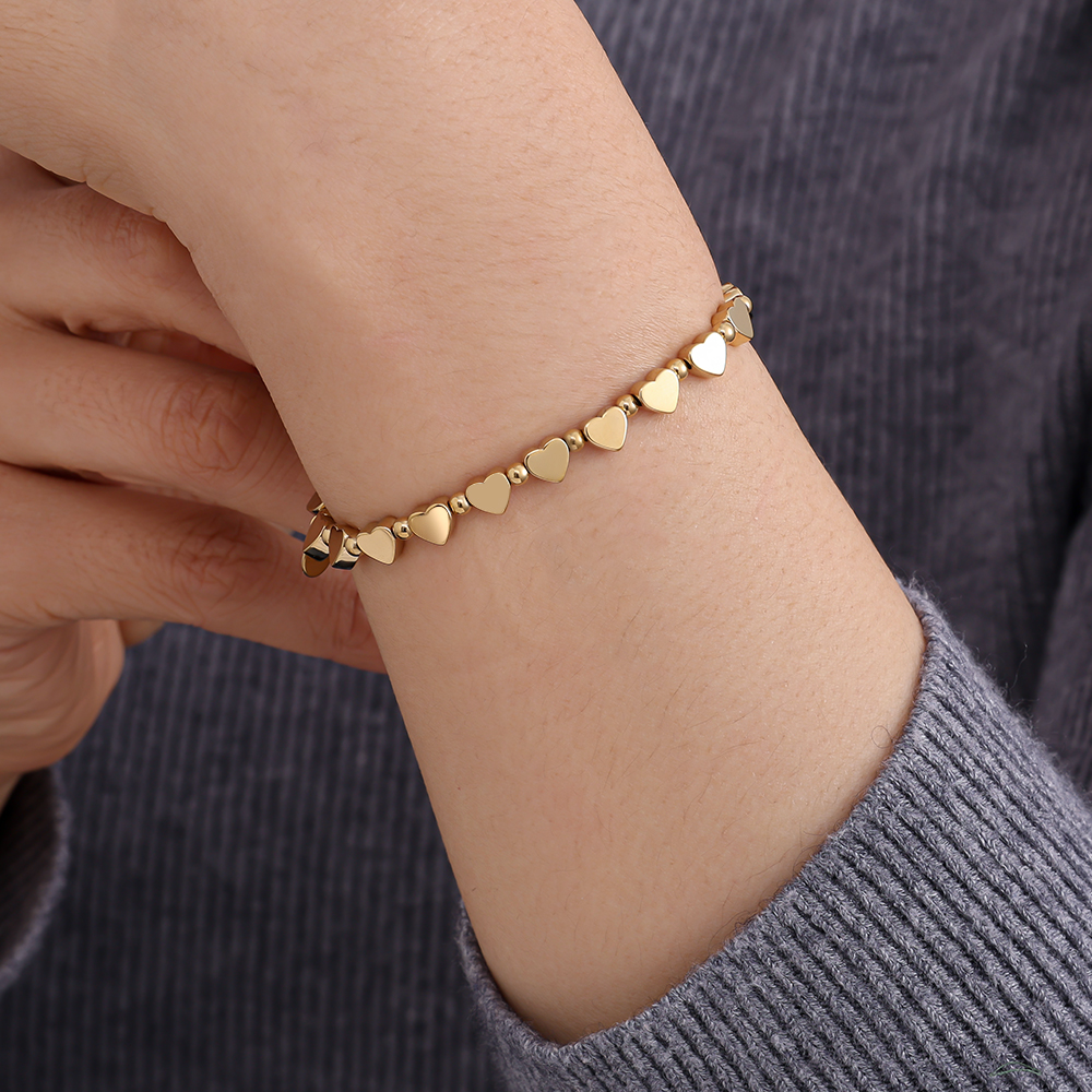 Edelstahl Armkette Elastic Heart Chain