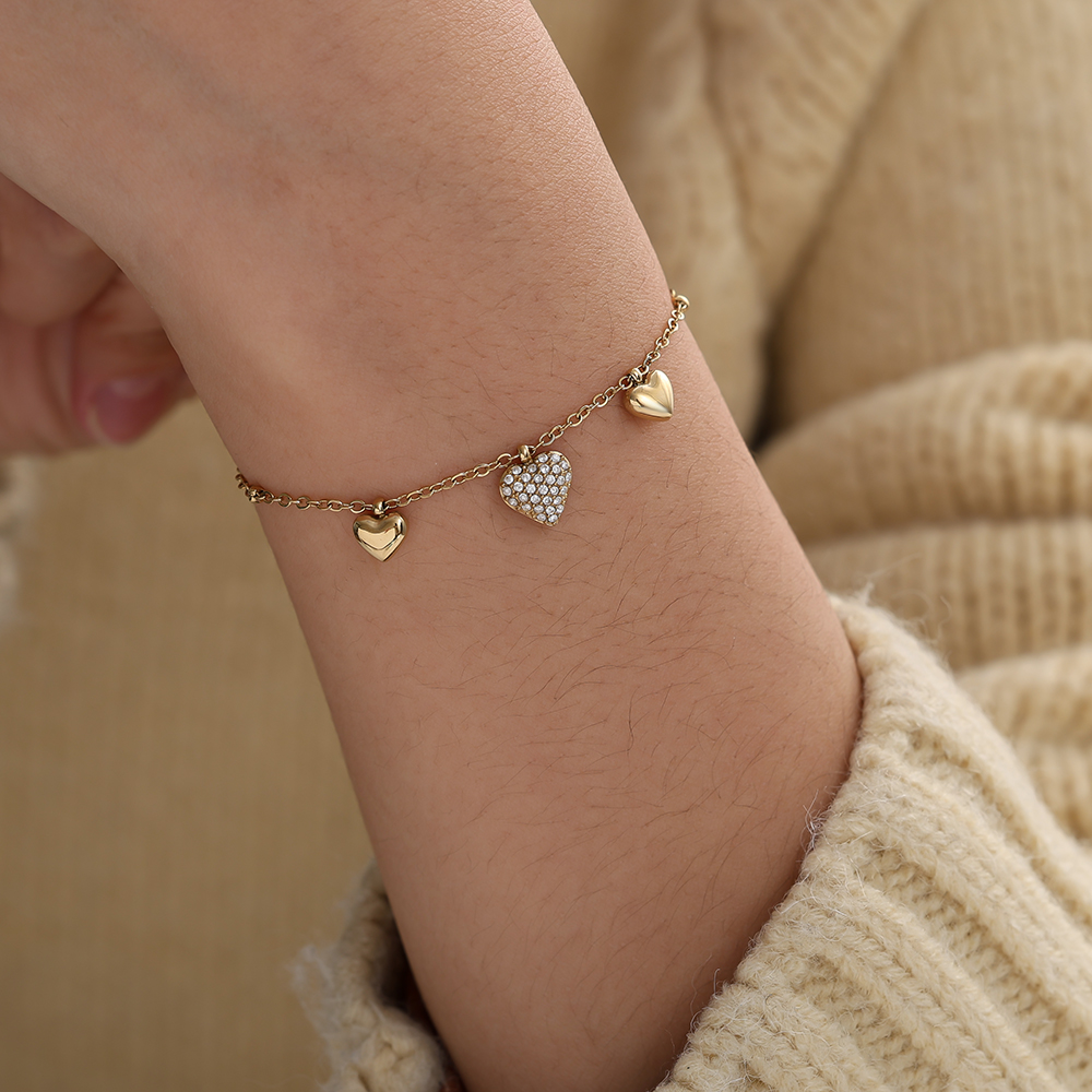 Edelstahl Armkette 17cm Many Sweet Hearts