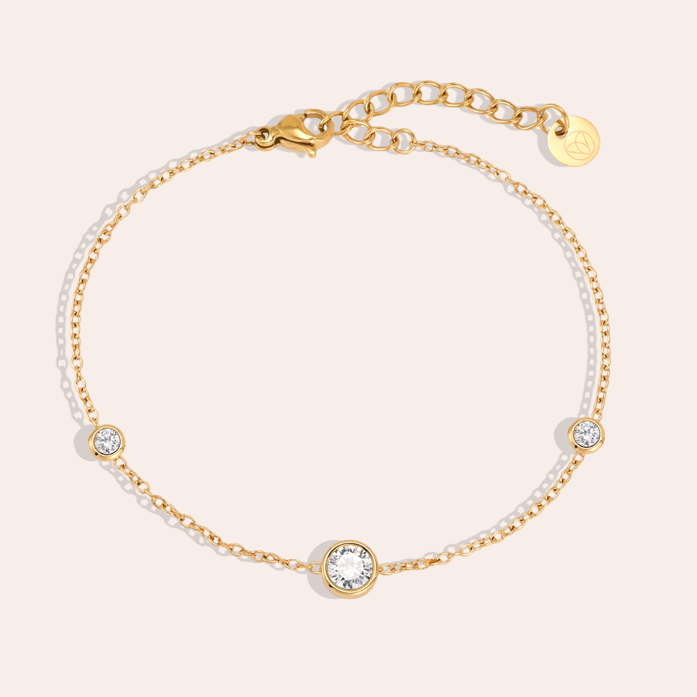 Edelstahl Armband 17cm Runder Zirkonia