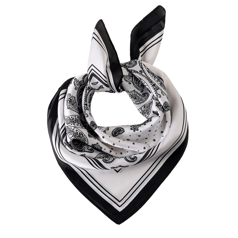 70*70cm Schwarz-Weißer Paisleymuster Schal