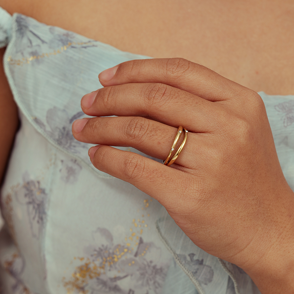 Edelstahl Ring Verstellbarer Doppel Zirkonia