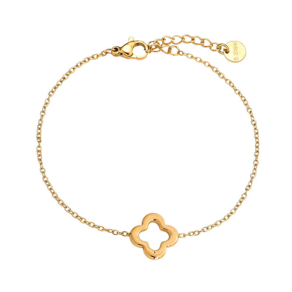 Edelstahl Armband 16cm Glückskleeblatt