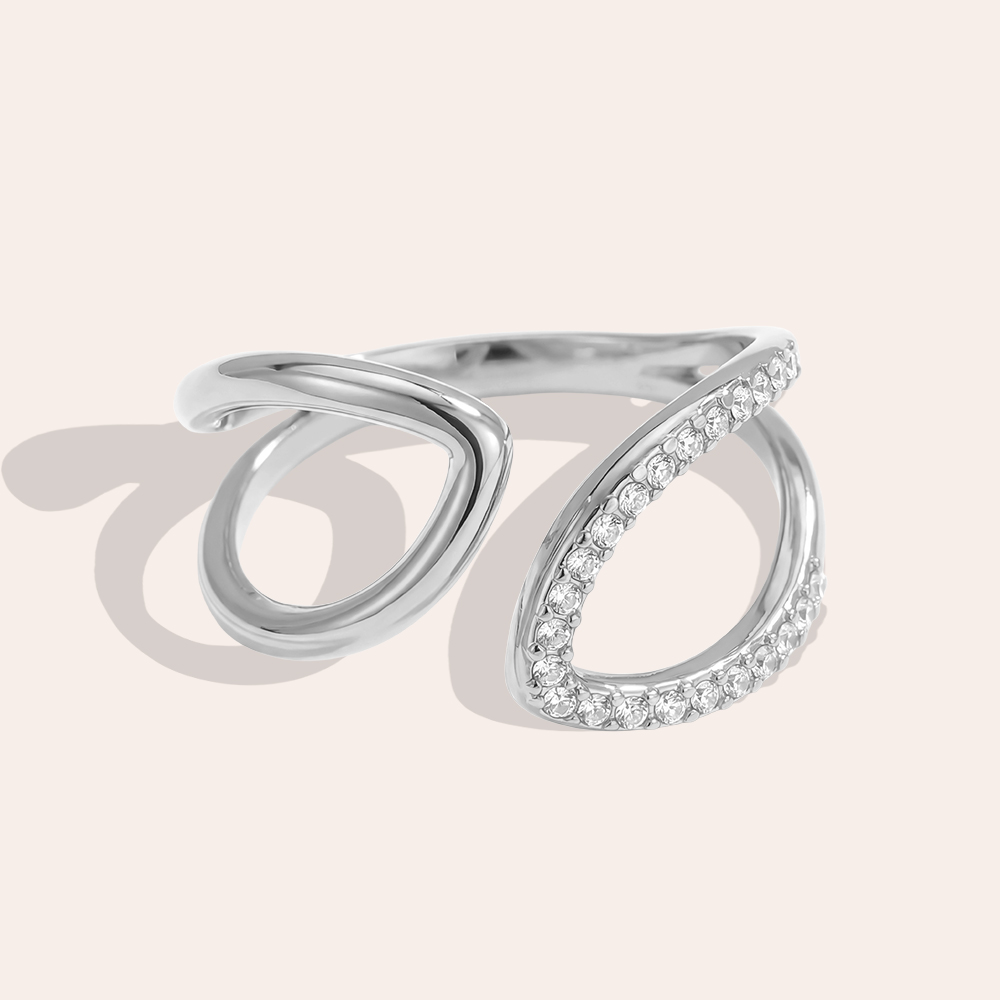 Edelstahl Ring Verstellbarer designstark Zirkonia  