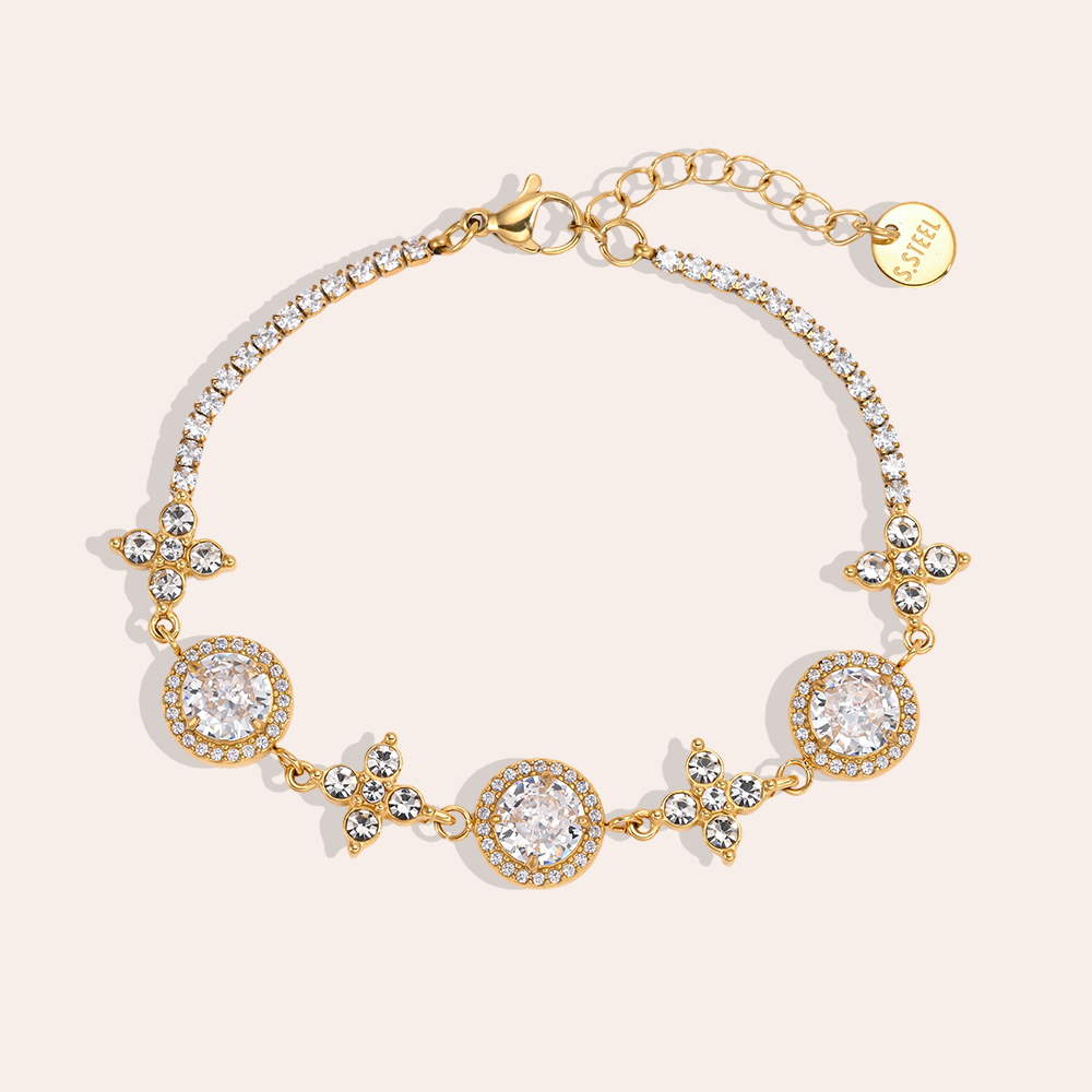Edelstahl Armband 17cm brillant funkelnde Zirkonia