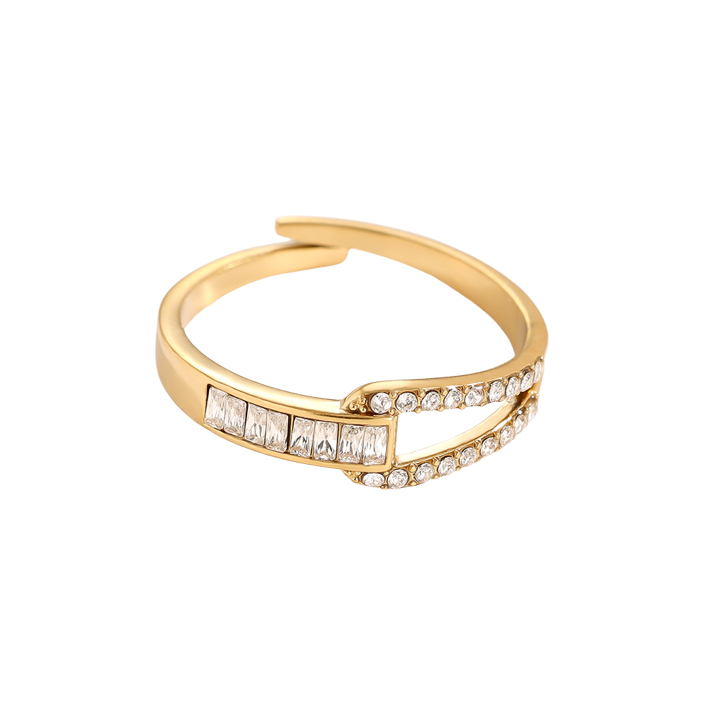 Edelstahl Ring Verstellbarer Feiner Zirkonia