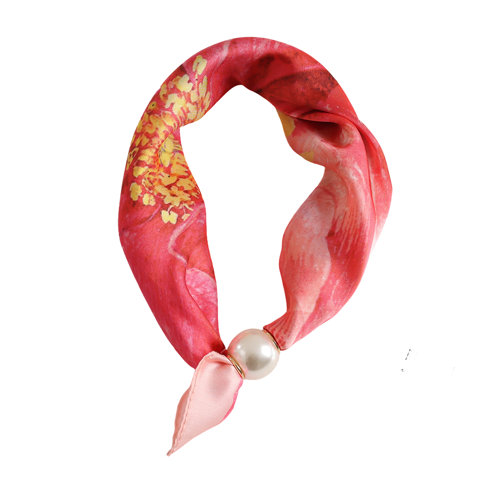 43cm Aquarell Rot-Gelb Muster Perlen Schal