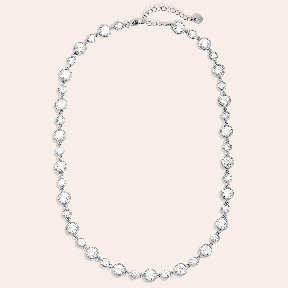 Edelstahl Halskette 40cm Fancy Round Diamond Chain