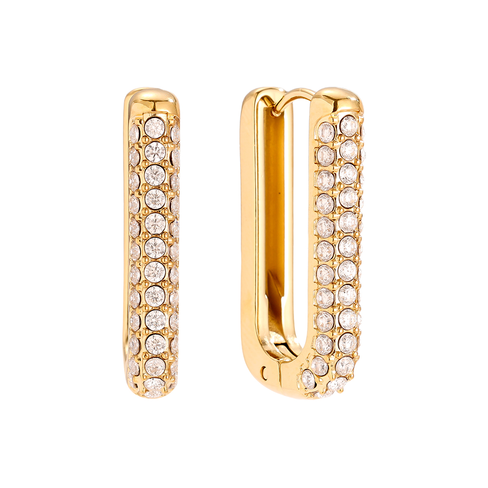 Edelstahl Ohrringe 13*24mm Diamond Oval Hoop