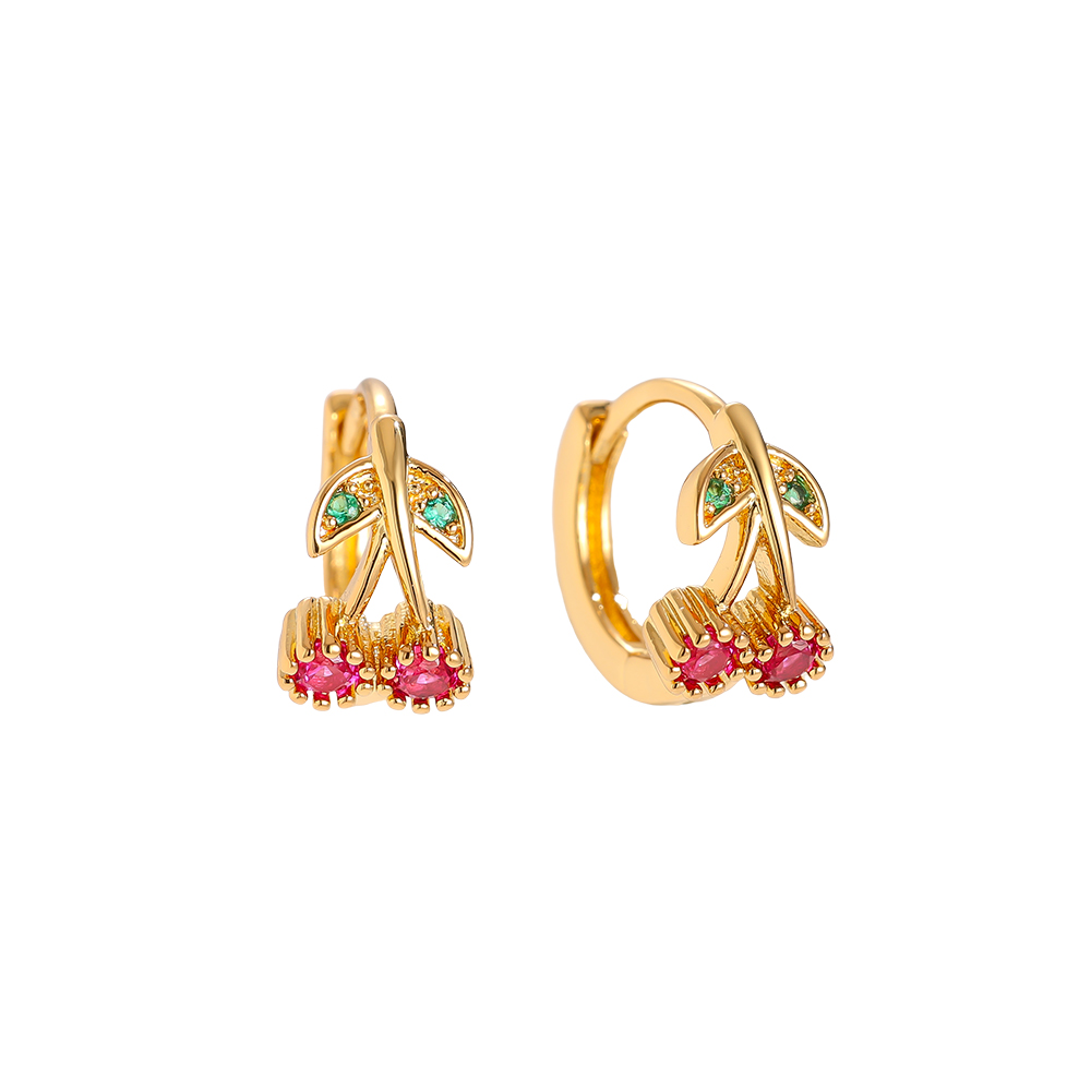 Vergoldete Ohrringe 12mm Mini Diamond Cherry Hoop