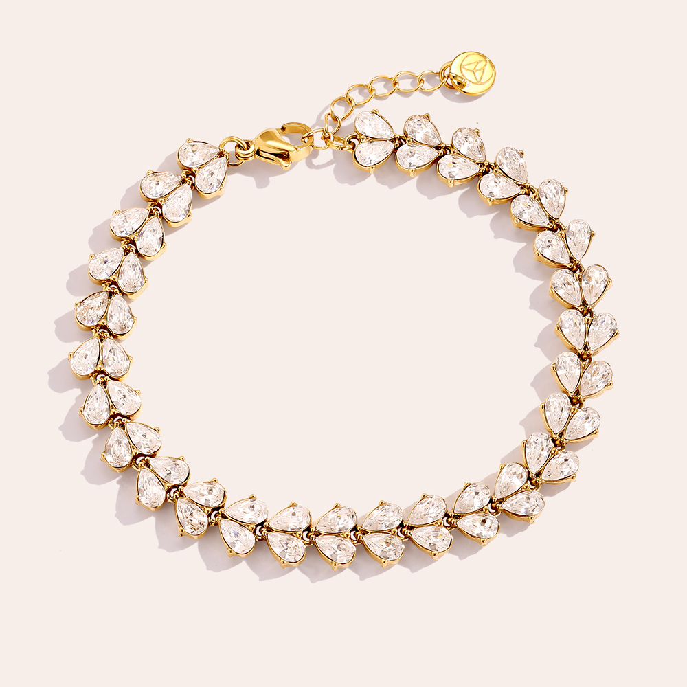Edelstahl Armkette 17cm Diamond Heart Pieces