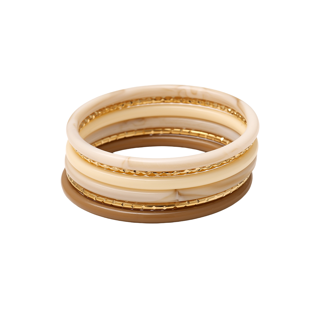 Edelstahl Armreif Set 6.5cm Width 6er Resin 