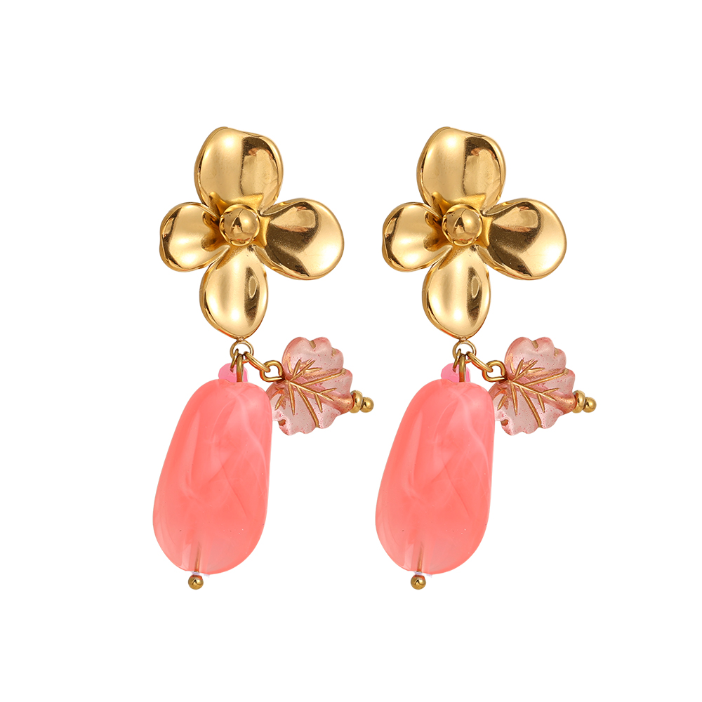 Edelstahl Ohrringe 55mm Flower With Acrylic Charms