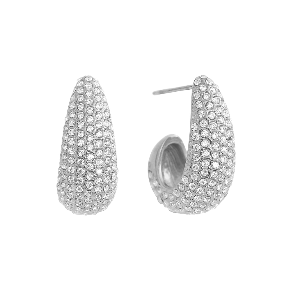Edelstahl Ohrringe 20mm Vollbesetzt Zirkonia 