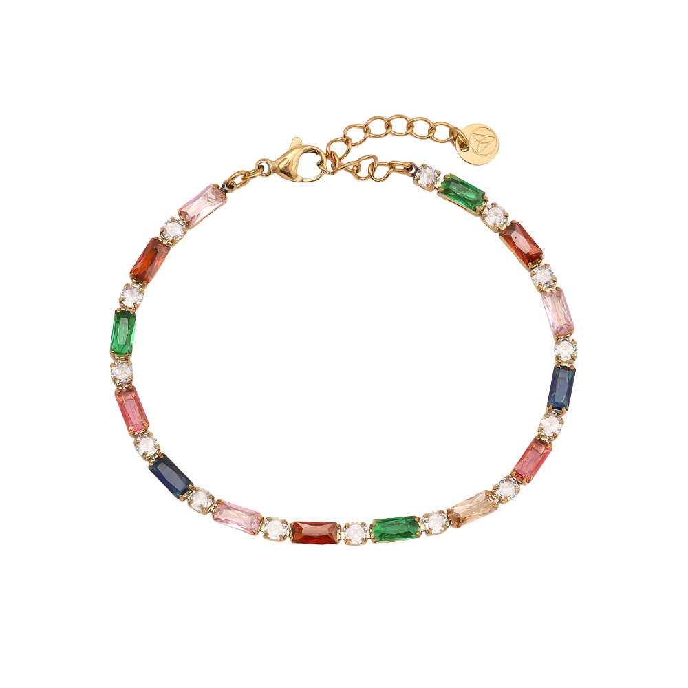 Edelstahl Armkette 15cm Multi Color Diamond