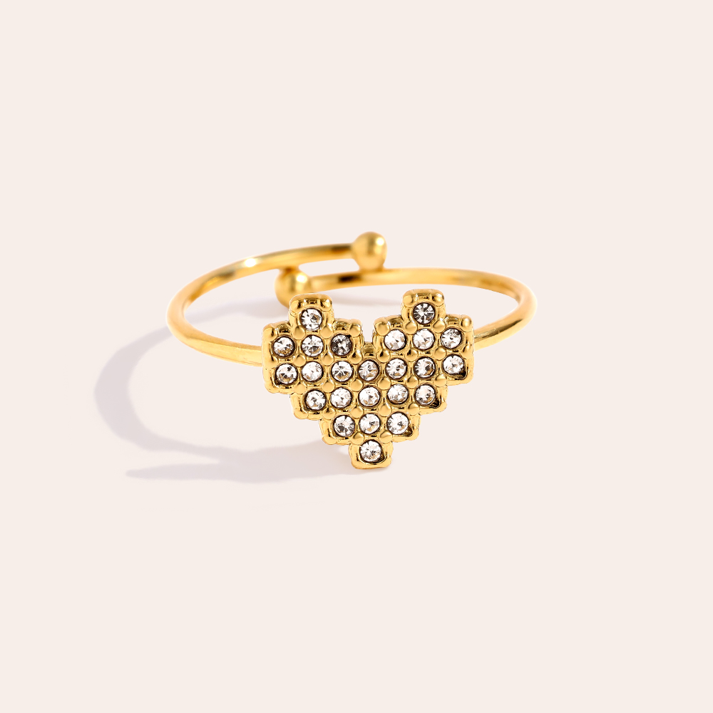 Edelstahl Ring Glory Heart Diamond