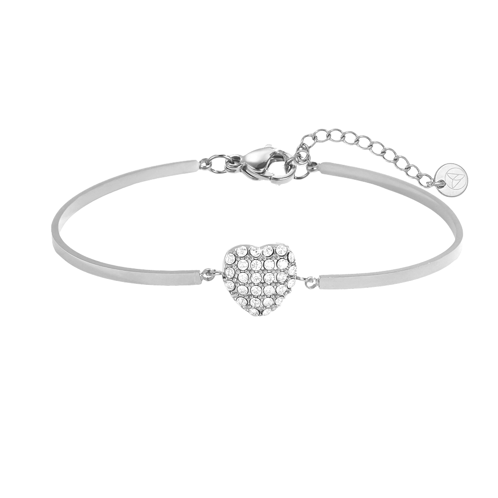 Edelstahl Armband Verstellbarer zwillingsreifen Herz Strassstein  