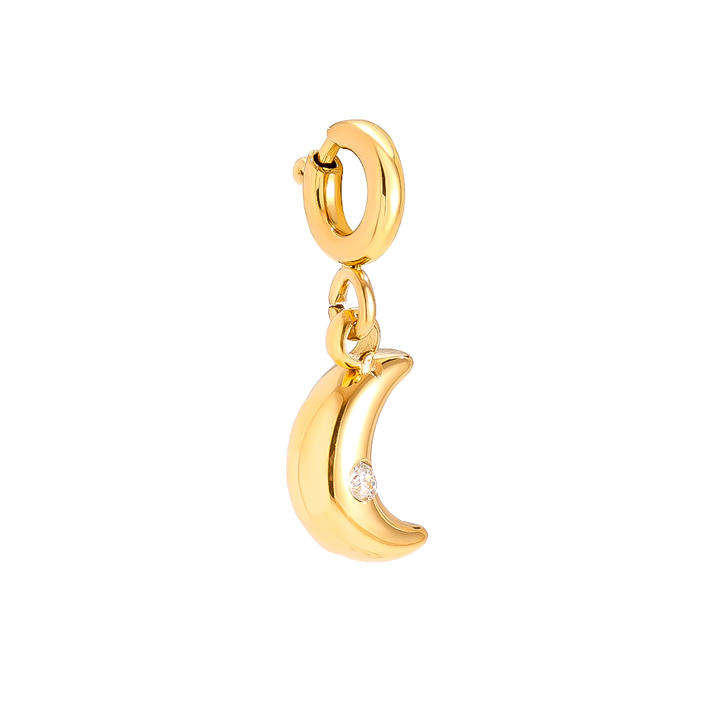 Edelstahl Pendant 1cm Spring Clasp Moon
