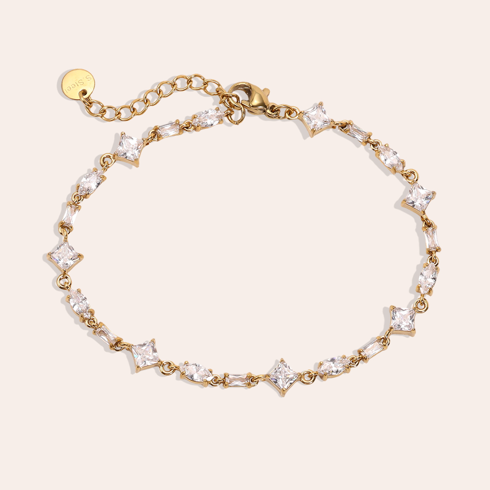 Edelstahl Armband 17cm viele verschiedene Zirkonia Ketten