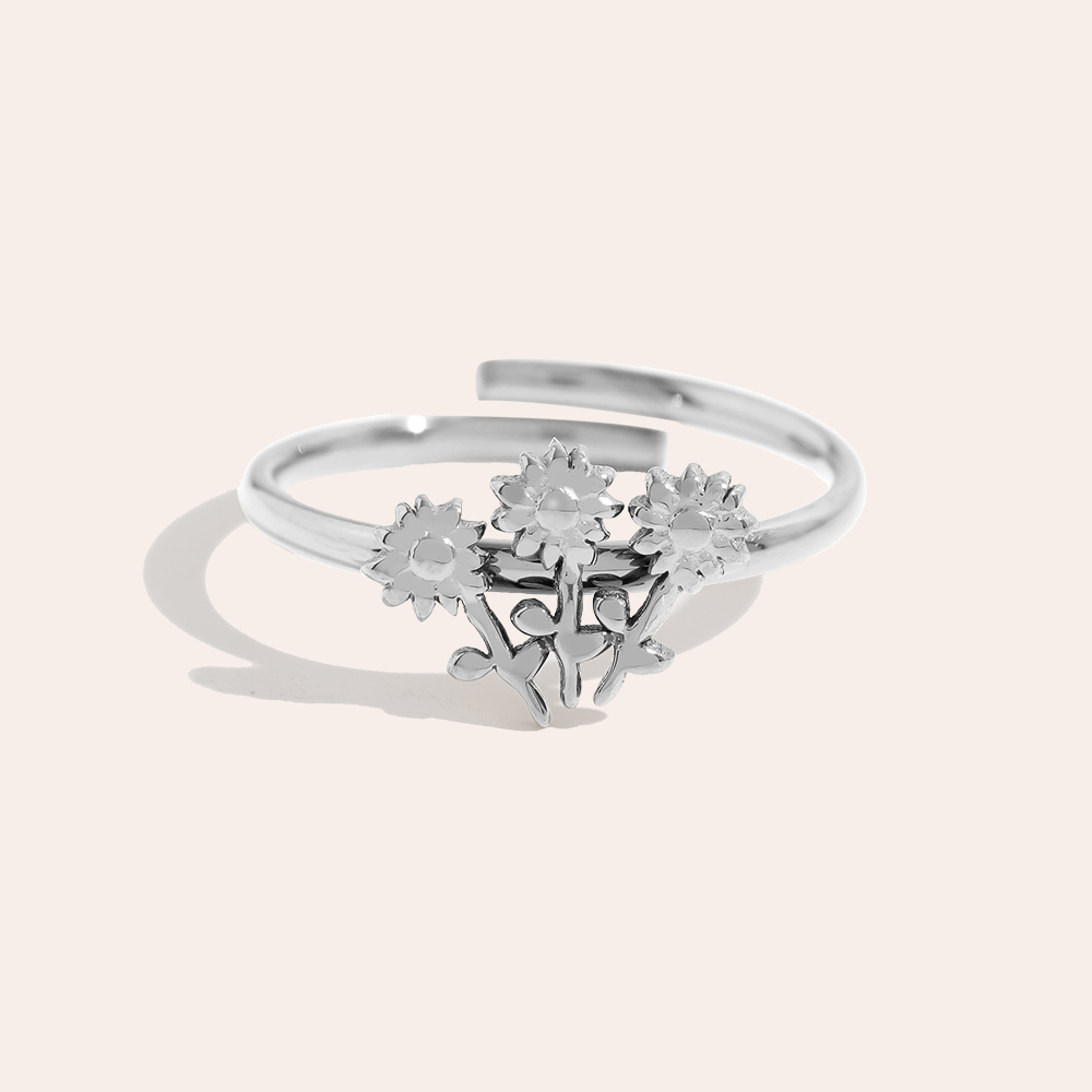 Edelstahl Ring Three Flowers
