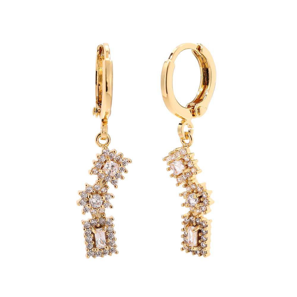 Vergoldete Ohrringe 3.4cm Mini Cubes Diamond
