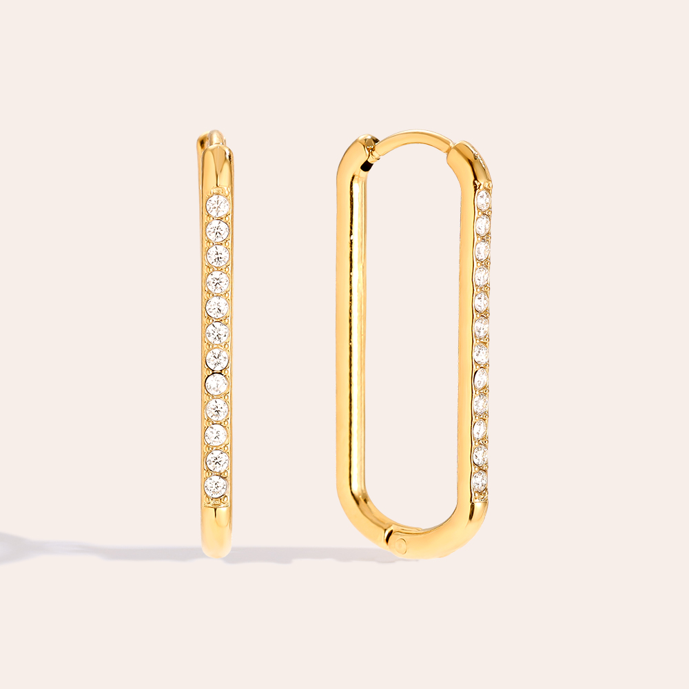 Edelstahl Ohrringe 2.5cm Simple Diamond Hoop
