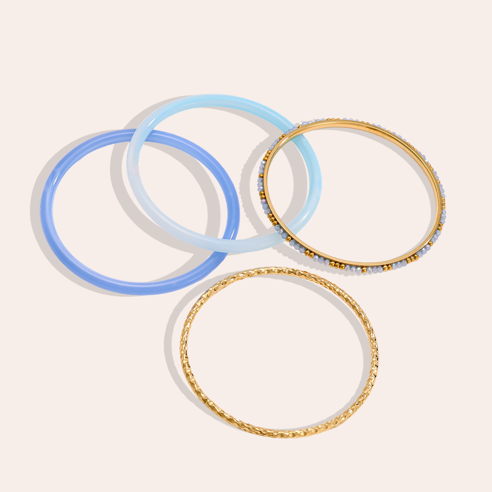 Edelstahl Armreif Set 6.5cm Breite 4er Acryl 