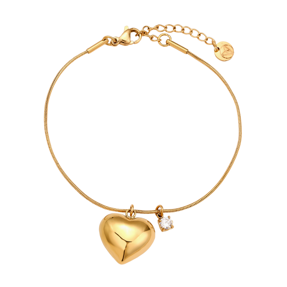 Edelstahl Armkette 16cm Heart And Diamond Dot