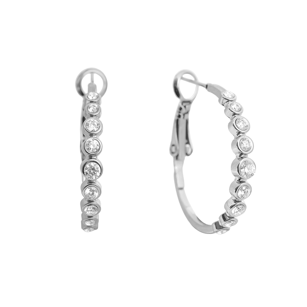 Edelstahl Ohrringe 2.3cm Diamond Dots Hoop
