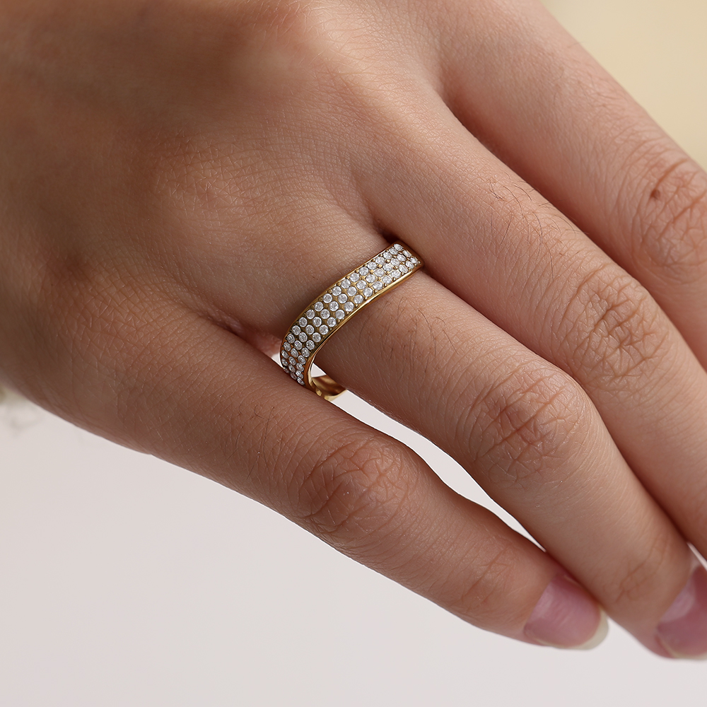 Edelstahl Ring Verstellbar Simple Zirkonia