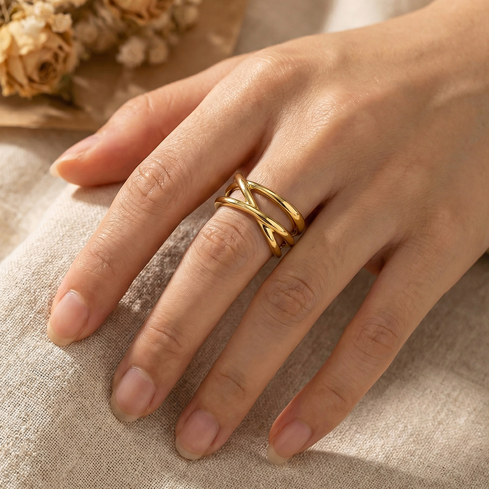 Edelstahl Ring einfach gekreuzt