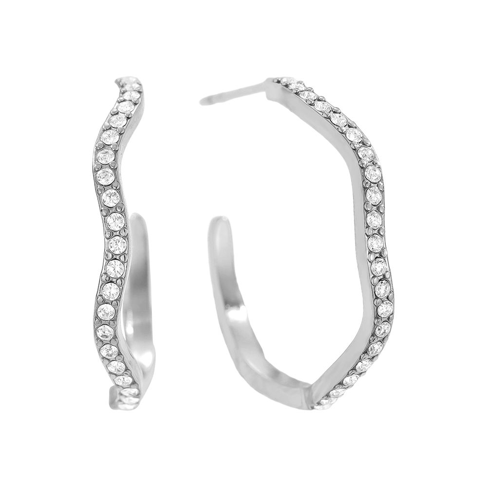 Edelstahl Ohrringe 2.3cm Diamond Half Hoop