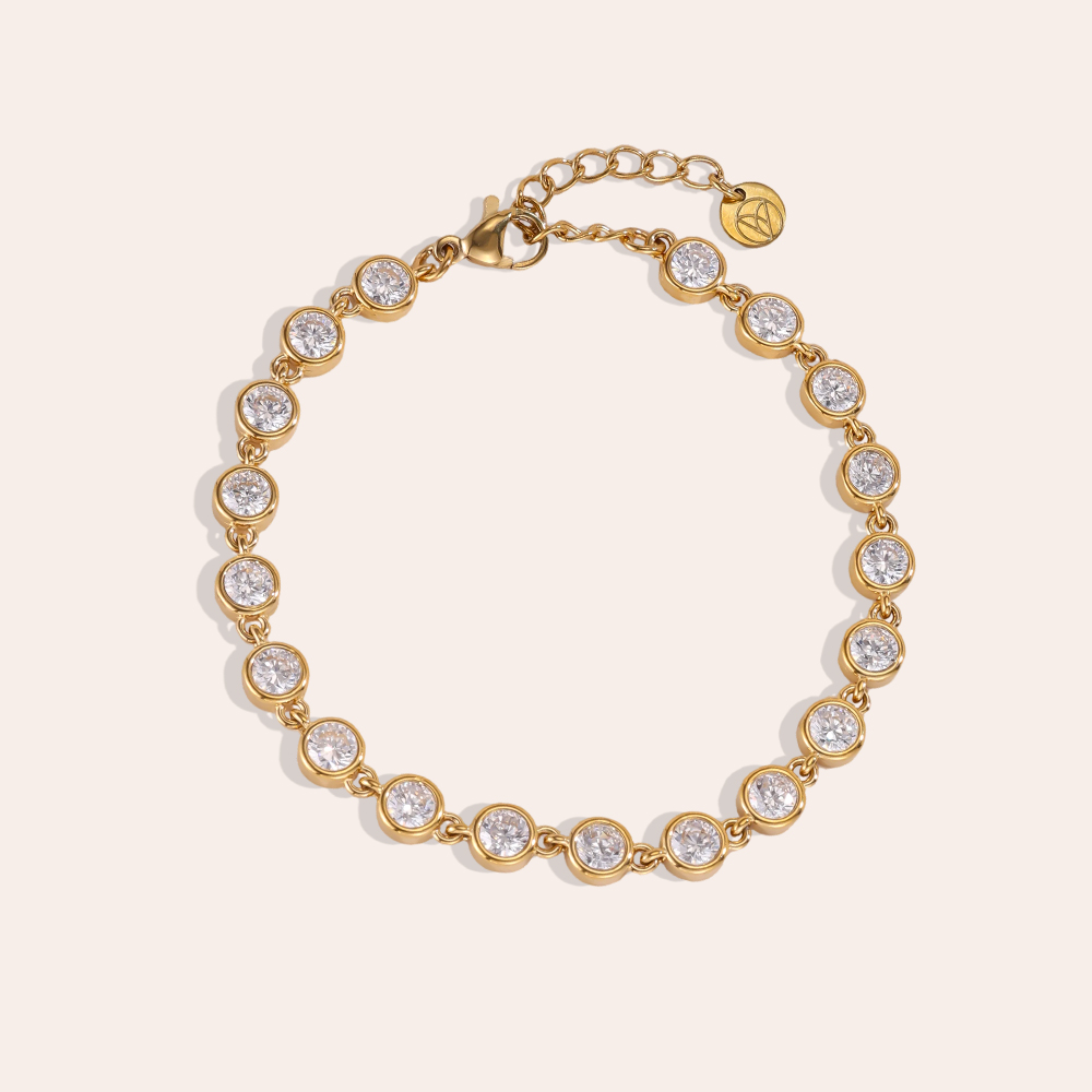 Edelstahl Armband 16cm funkelnde Zirkonia Kette