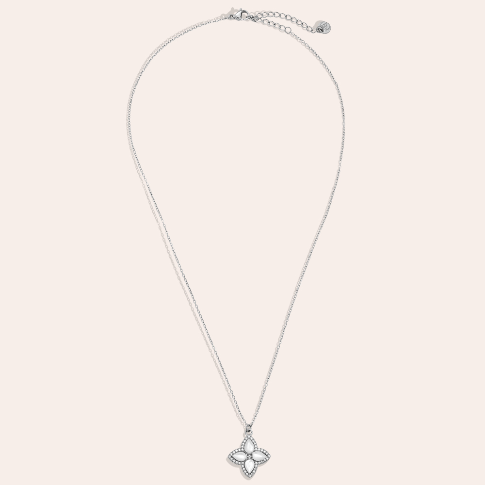 Edelstahl Halskette 40cm Nice Diamond Luckly Flower