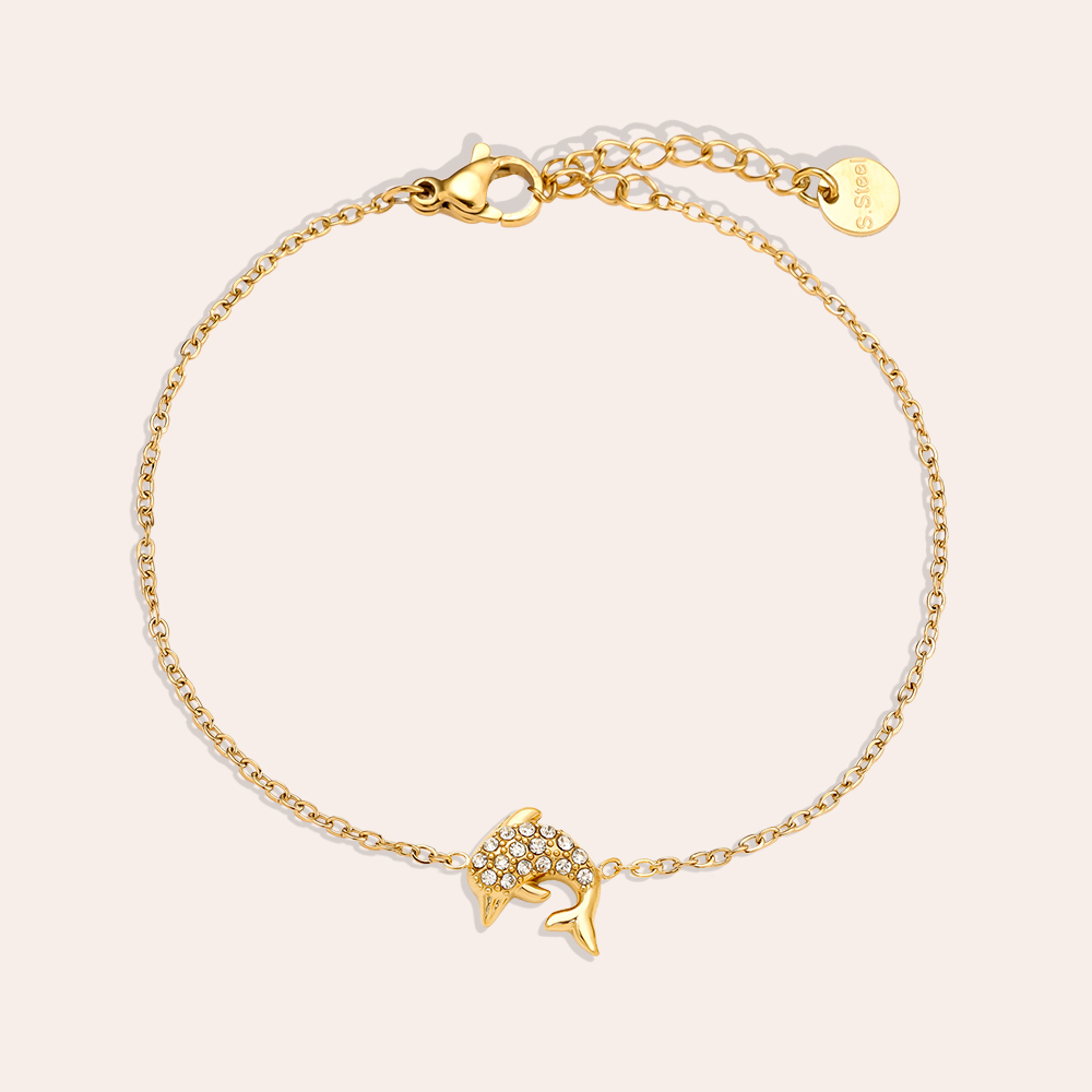 Edelstahl Armkette 17cm Diamond Dolphin