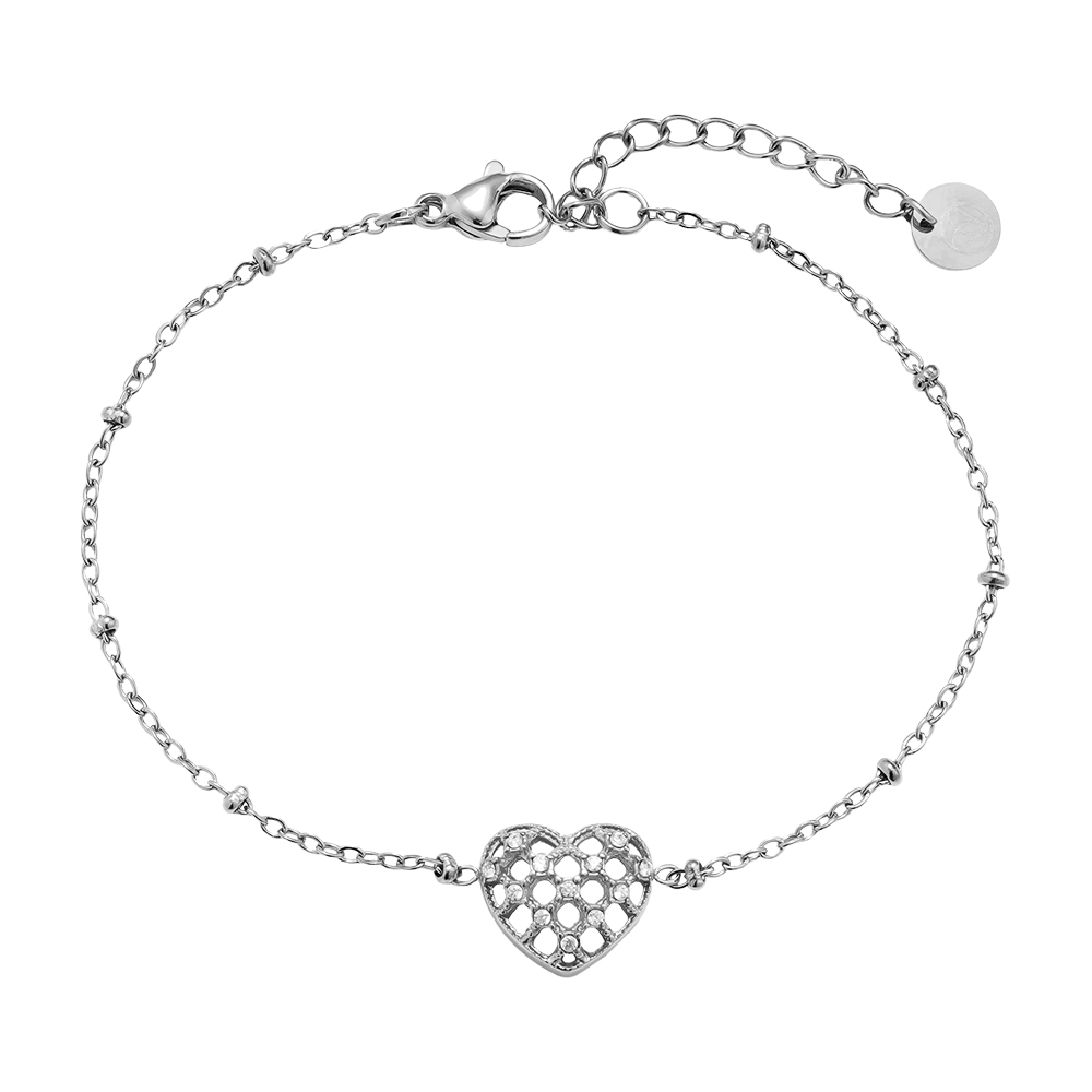 Edelstahl Armkette 17cm Pretty Diamond Heart