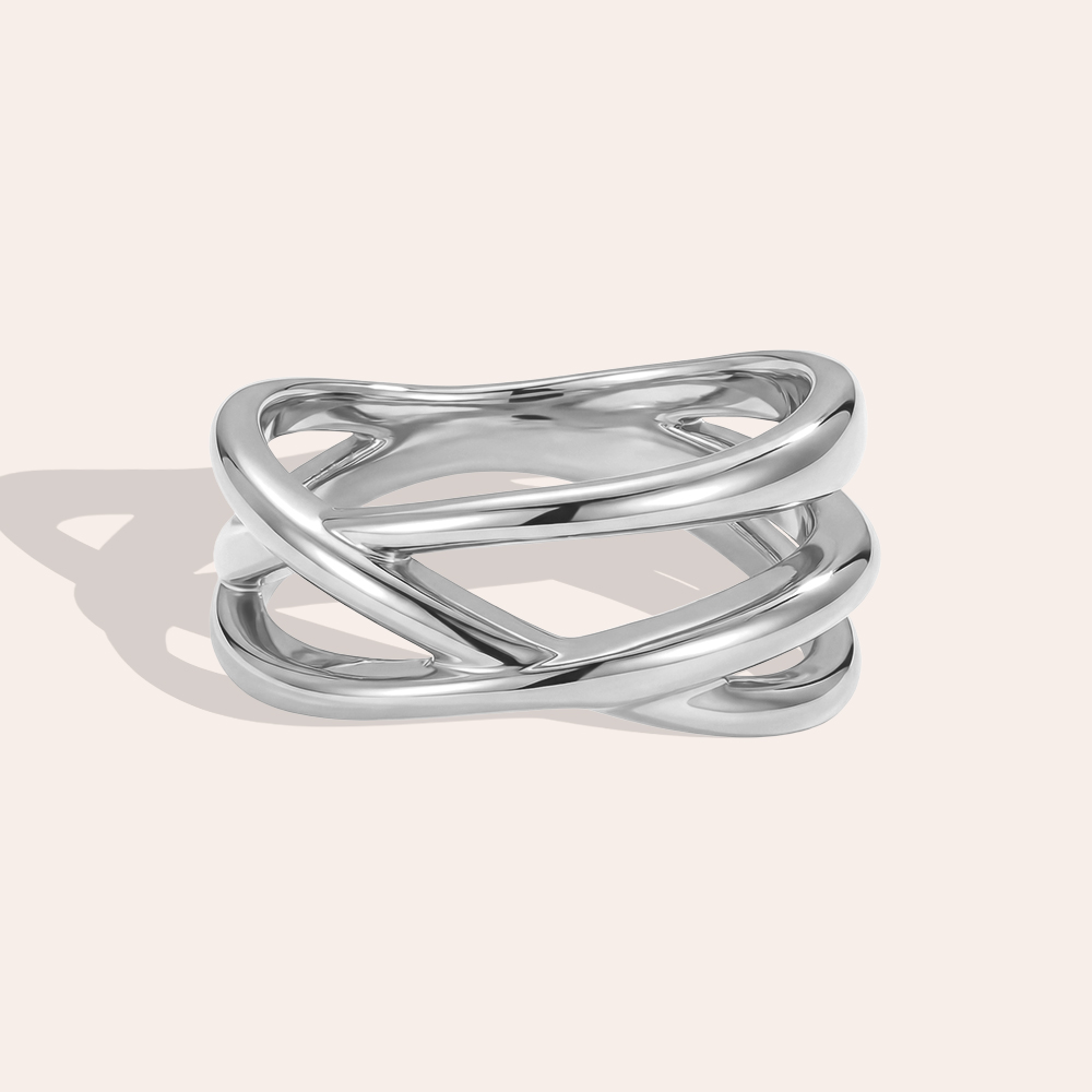 Edelstahl Ring einfach gekreuzt