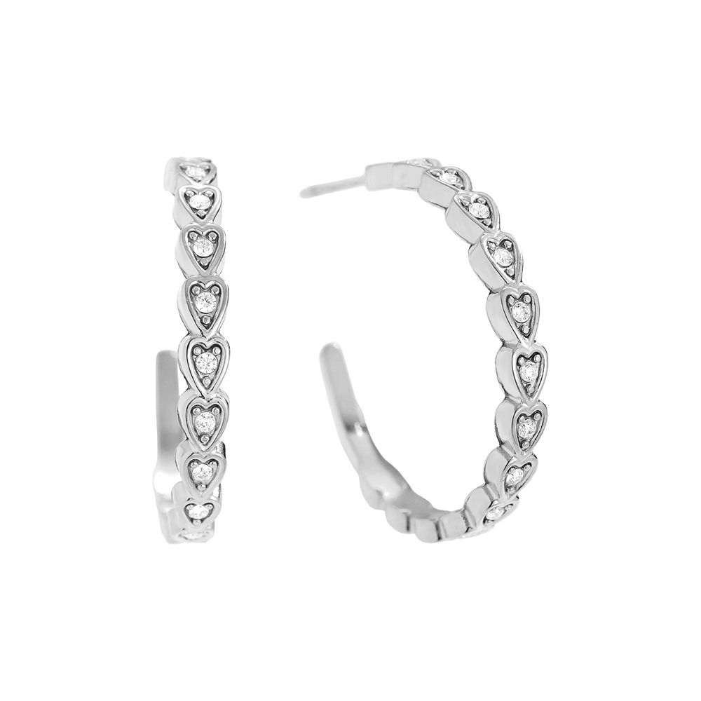 Edelstahl Ohrringe 2.2cm Mini Hearts Hoop