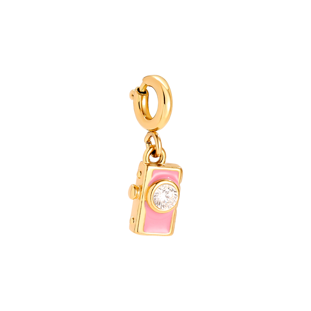 Edelstahl Pendant 10mm Spring Clasp Pink Camera