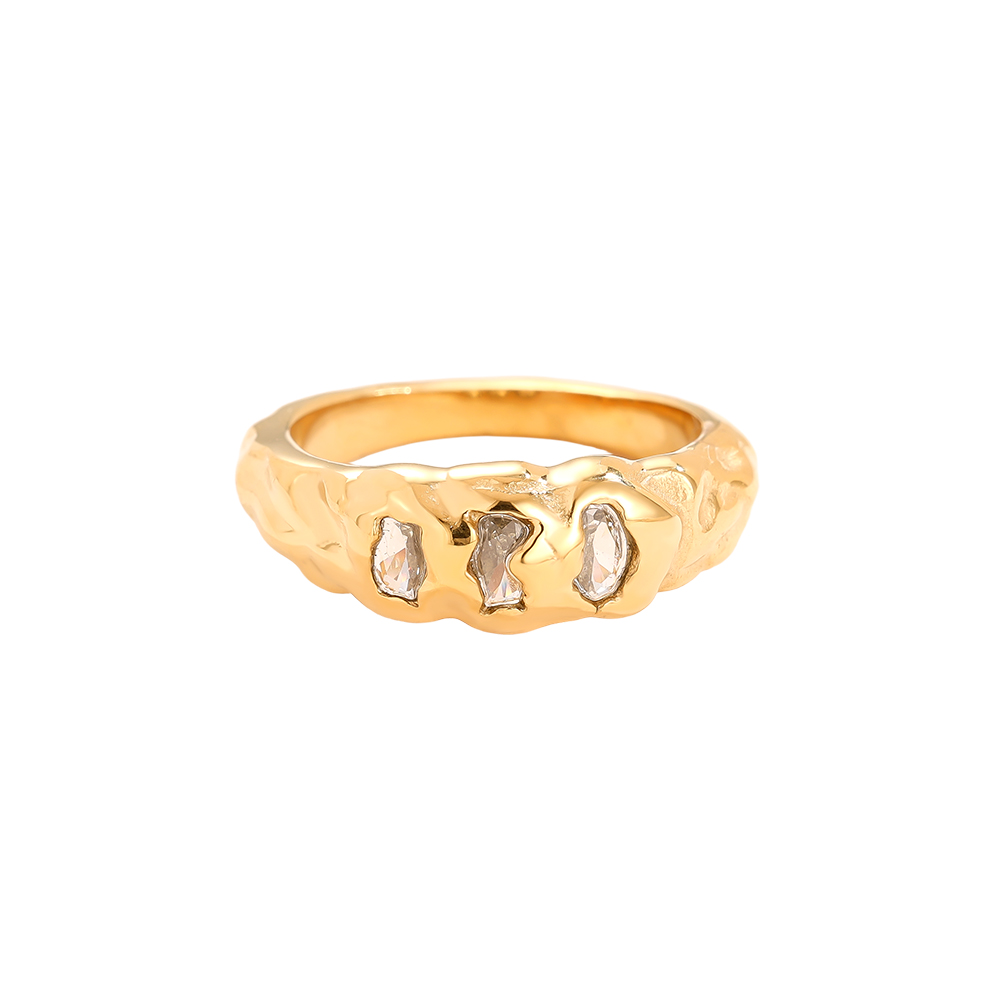 Edelstahl Ring Three Diamonds
