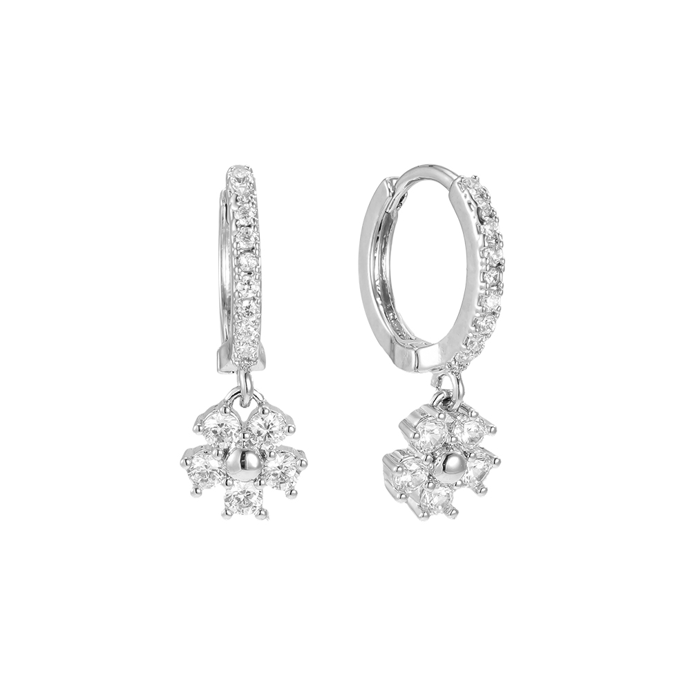 Vergoldete Ohrringe 20mm Zirkonia Blume    