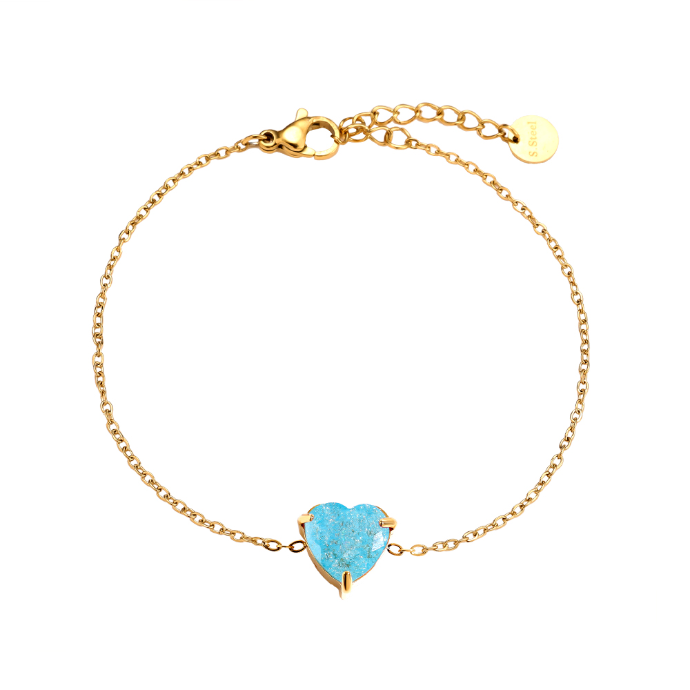 Edelstahl Armband 16cm Multi Color Diamond Heart