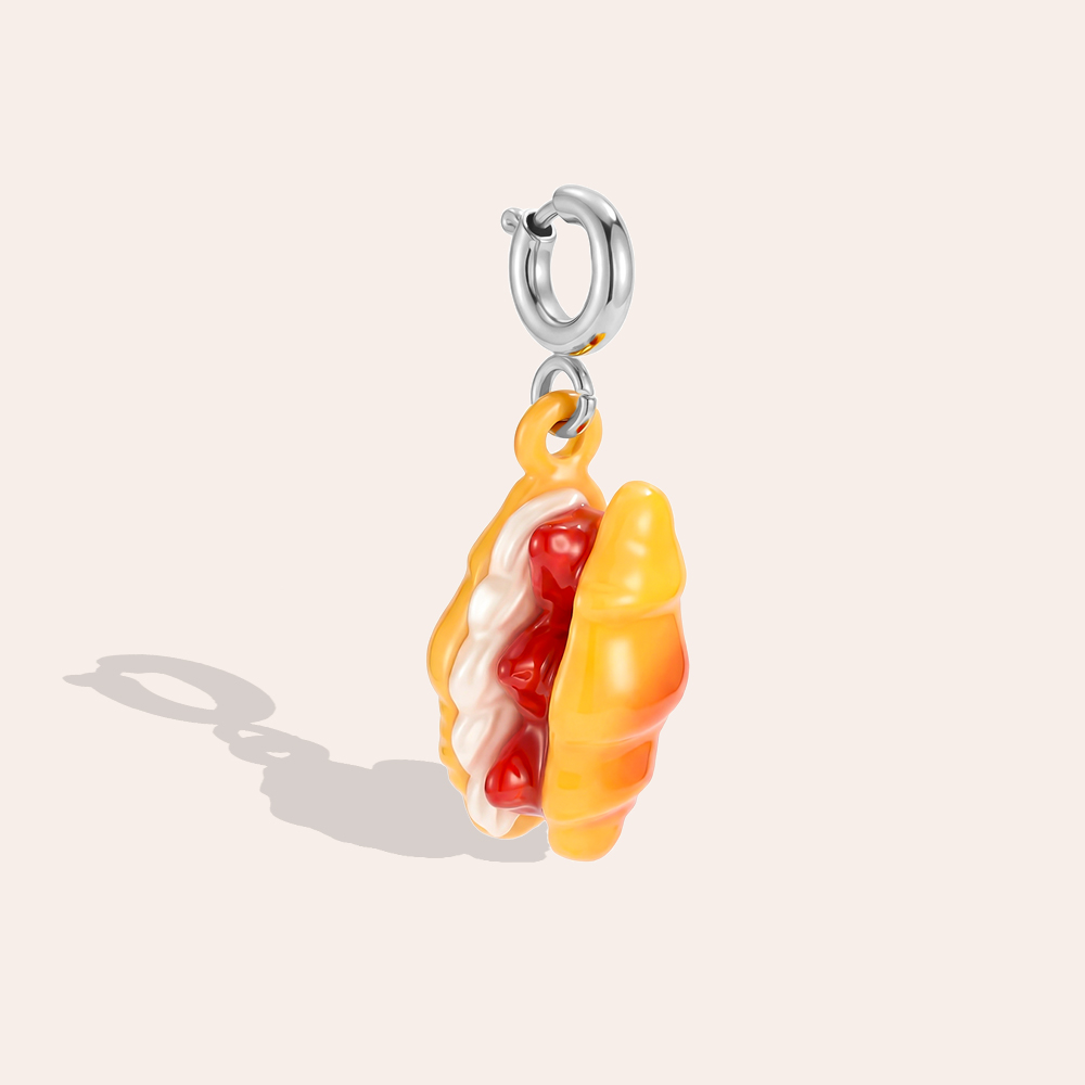 Edelstahl Pendant 25mm Hotdog mit Federverschluss