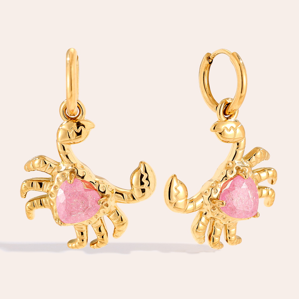 Edelstahl Ohrringe 3.3cm Crab And Diamond