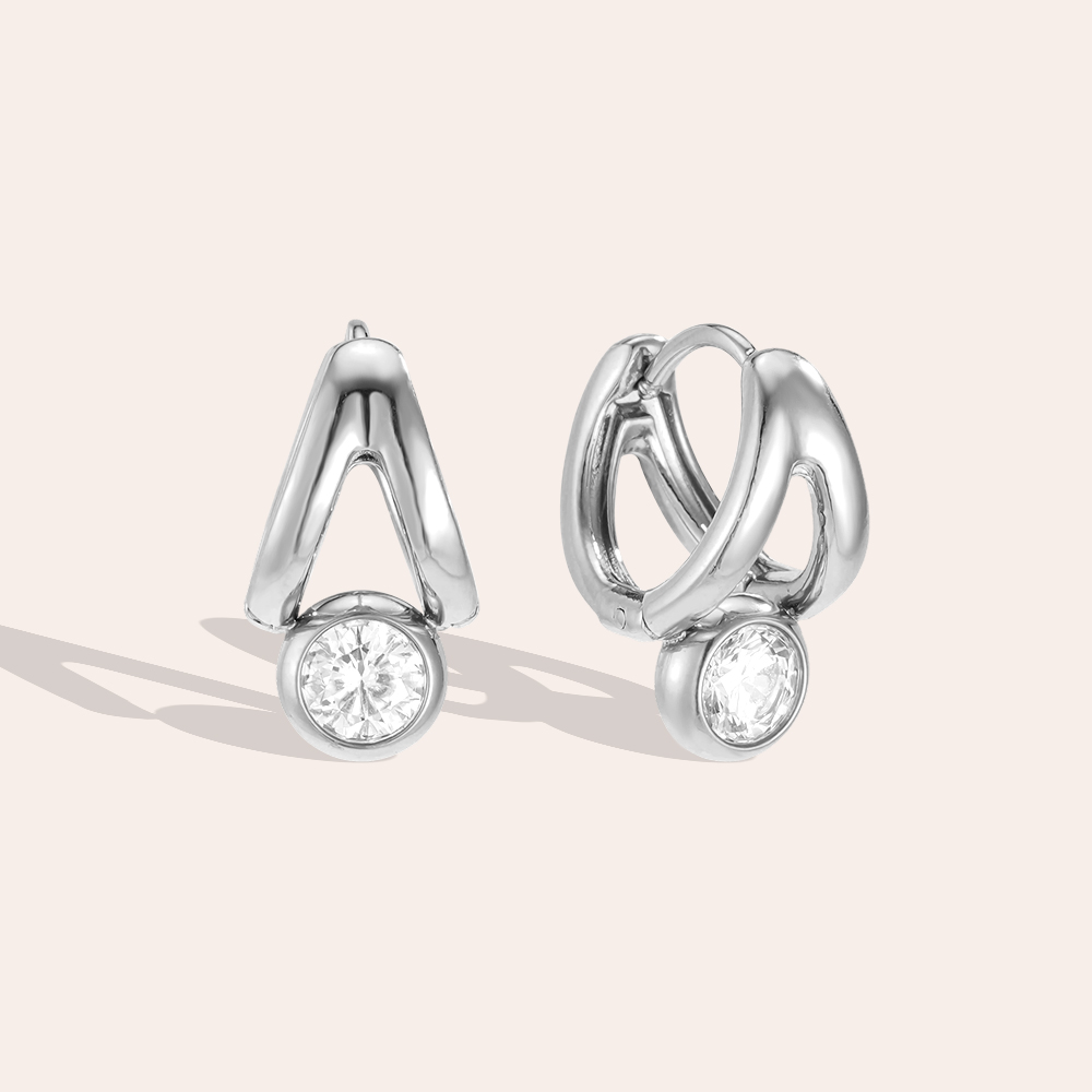 Edelstahl Ohrringe 18*0.9mm runder Zirkonia Creolen   