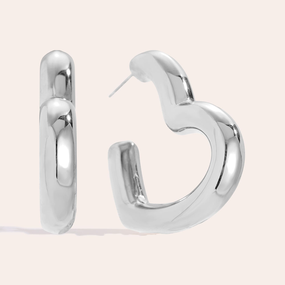 Edelstahl Ohrringe 4cm Great Heart Hoop