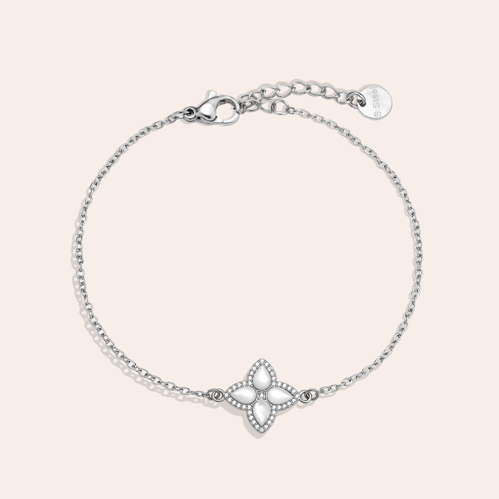 Edelstahl Armkette 15cm Nice Diamond Luckly Flower