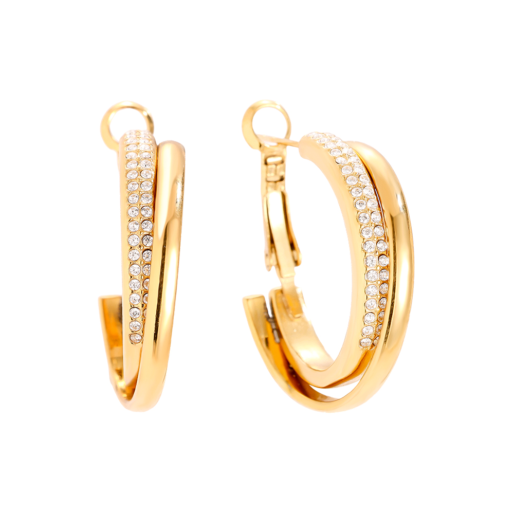 Edelstahl Ohrringe 3cm Fine Diamond Hoop