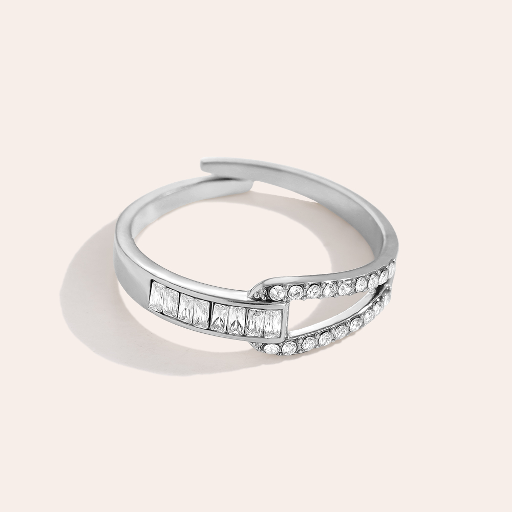 Edelstahl Ring Verstellbarer Feiner Zirkonia